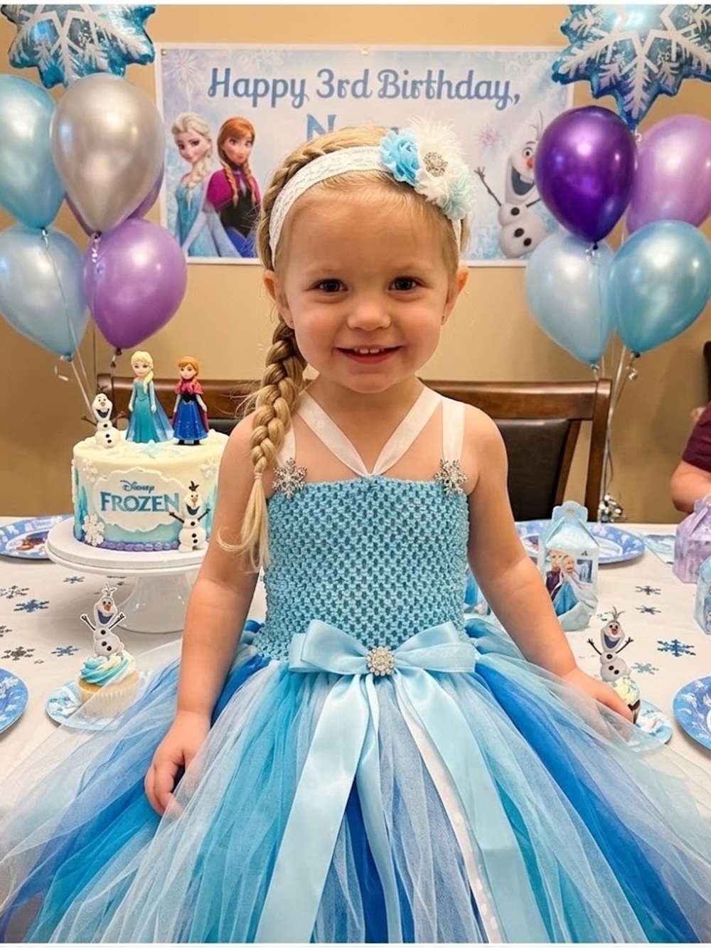 FROZEN Elsa Dress 💎rhinestone snowflakes ❄️ & crystal icicles comes w/headband